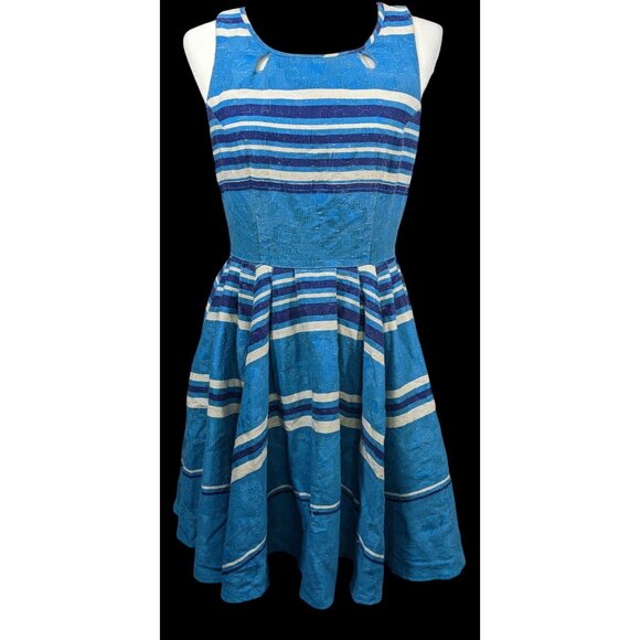 Blue And White Striped Sleeveless Dress by Gabby Skye - Picture 1 of 7